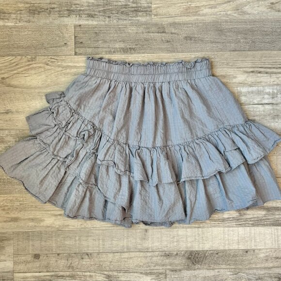 Mustard Seed Grey Ruffle Elastic Waist Skirt N31 - Picture 1 of 6